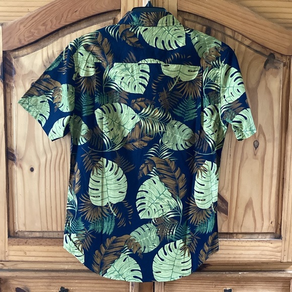 Men Matix black green leaf print short sleeve button down shirt size S - NWT - Picture 6 of 7